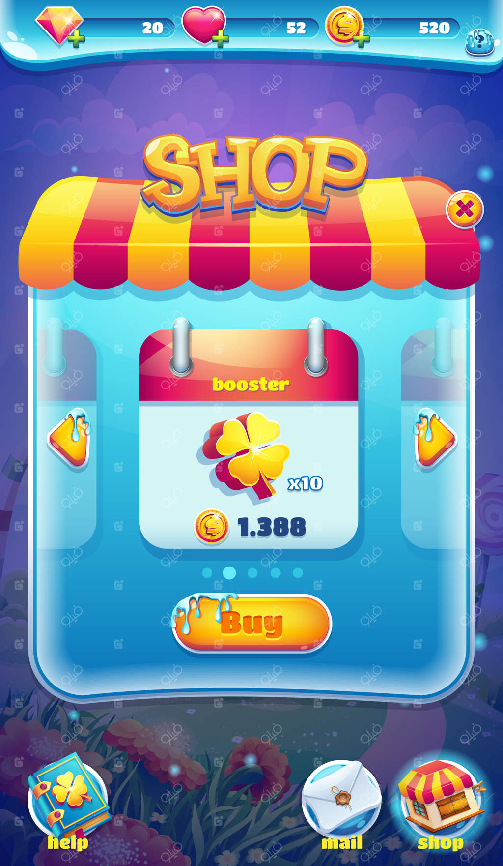 ویدئو از صفحه فروشگاه رابط کاربری بازی‌های موبایل دنیای شیرین وب