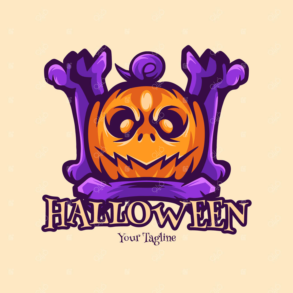 طراحی لوگوی شخصیت هالووین "استخوان‌های کدو تنبل"