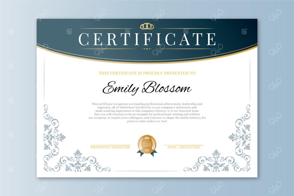قالب شیک و زیبا برای گواهی‌نامه جایزه
