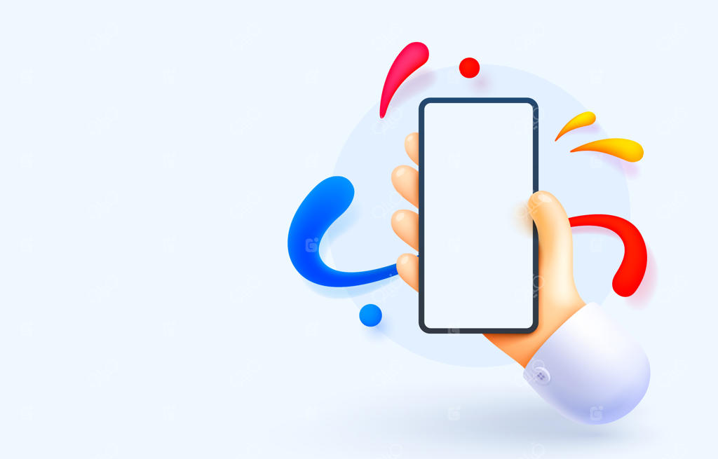 وکتور بنر وب گوشی هوشمند در دست و لمس صفحه نمایش