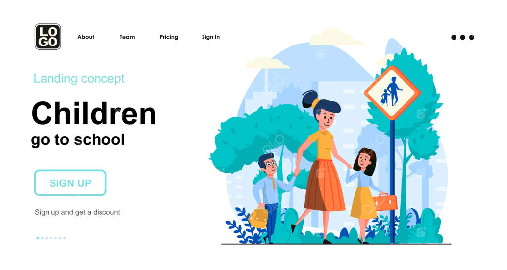 مفهوم طراحی تخت: کودکان به مدرسه می‌روند