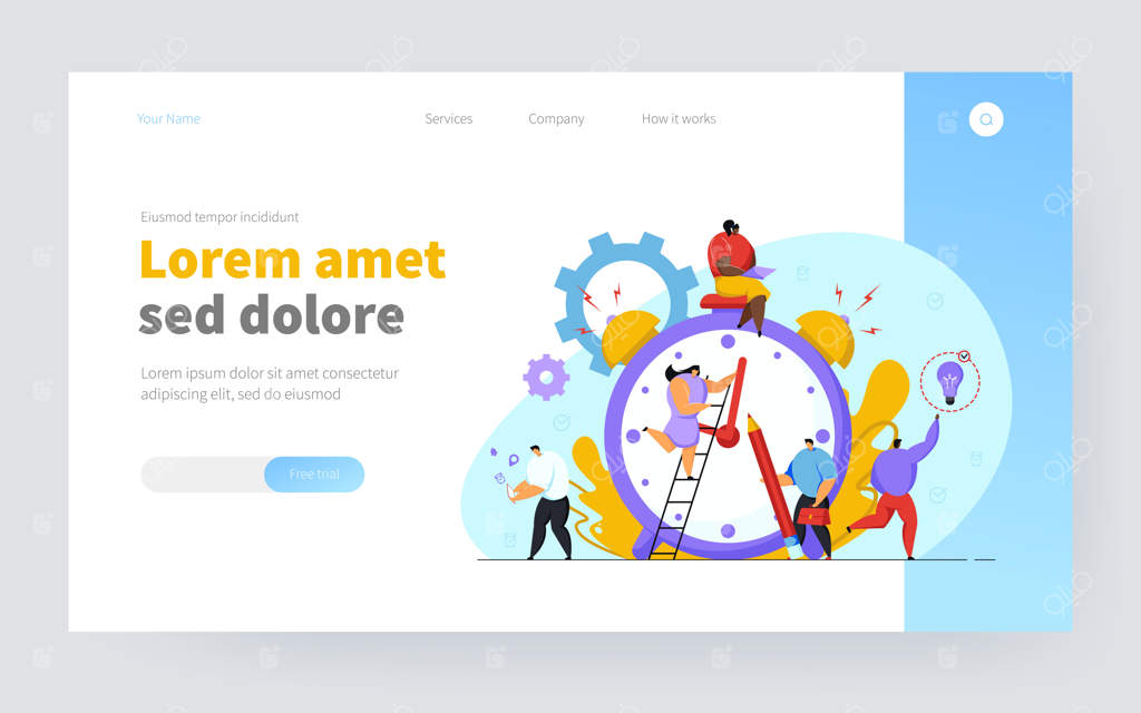 افراد کوچکی که در حال انجام چند کار هستند و شمارش معکوس ساعت زنگ‌دار - تصویرسازی برداری. شخصیت‌های کارتونی که با کرونومتر کار می‌کنند. مفهوم مدیریت زمان و کسب‌وکار