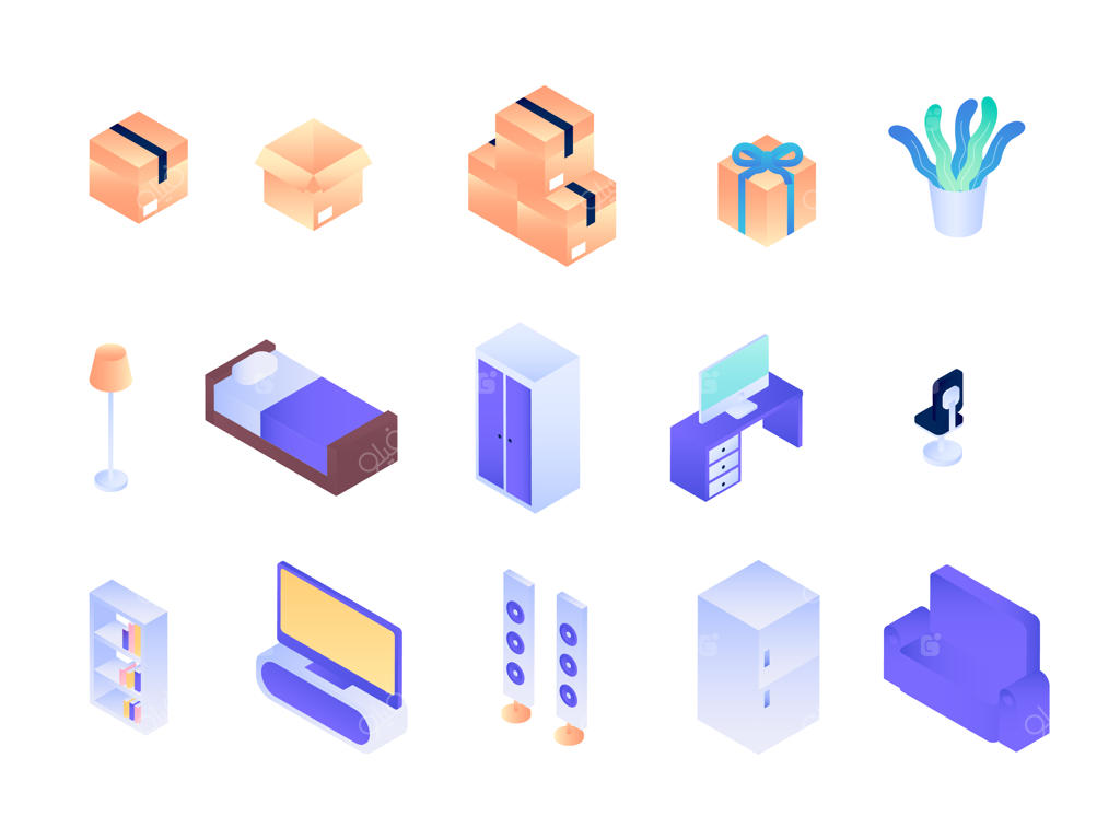 طراحی وکتور ایزومتریک نمای داخلی و خارجی شهر و خانه