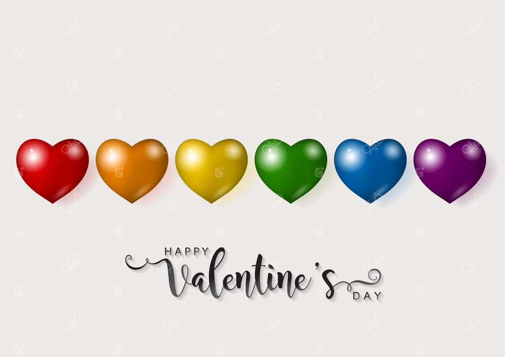 الگوهای کارت تبریک روز ولنتاین با طراحی واقعی رز زیبا و قلب روی پس‌زمینه رنگی.