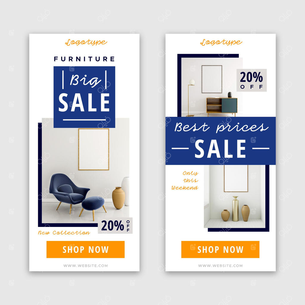 بنرهای عمودی حراج مبلمان با عکس