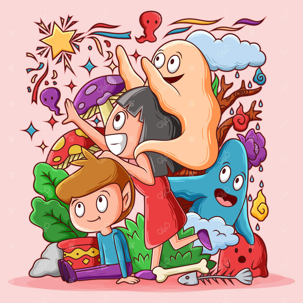 هیولاهای کارتونی بامزه و کودکان