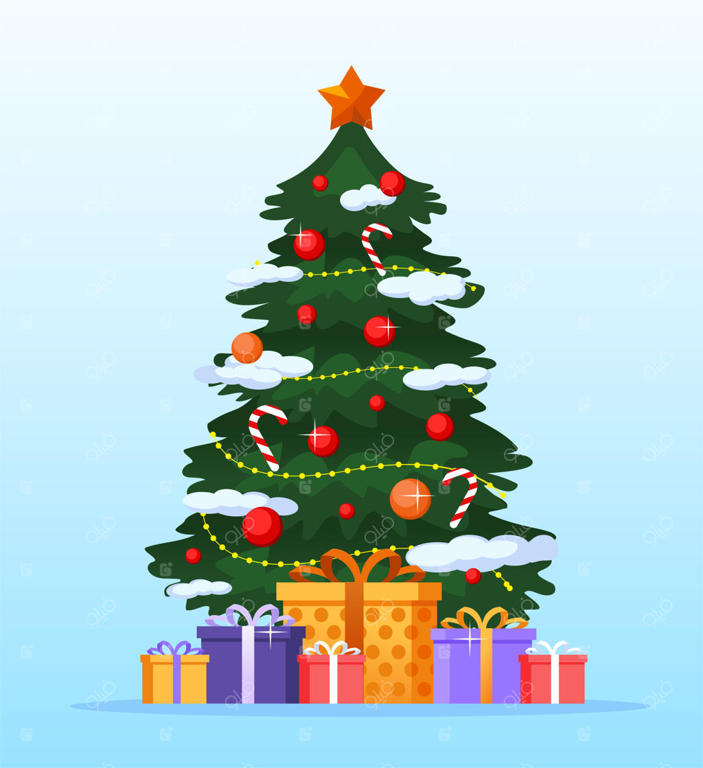 درخت کریسمس با تصویر هدیه‌ای خاص