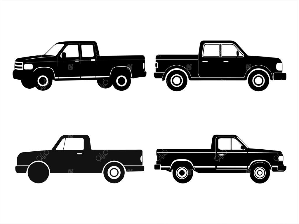 مجموعه آیکون سیلوئت وانت | مجموعه تصویرسازی وانت قدیمی