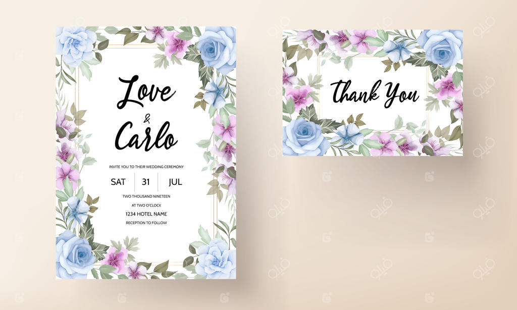 کارت دعوت عروسی با طرح گل‌های زیبا و شکوفه‌دار