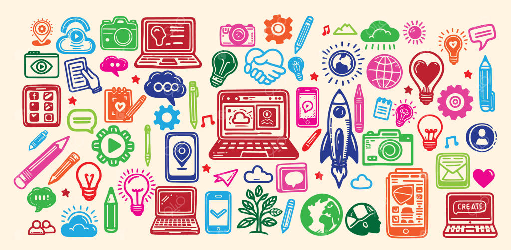 مجموعه آیکون‌های شبکه‌های اجتماعی رنگارنگ و جذاب