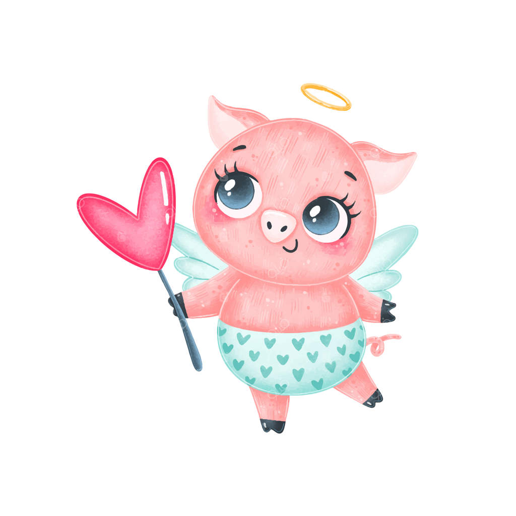 خوک کیوت کارتونی به شکل کوپید، ویژه روز ولنتاین!