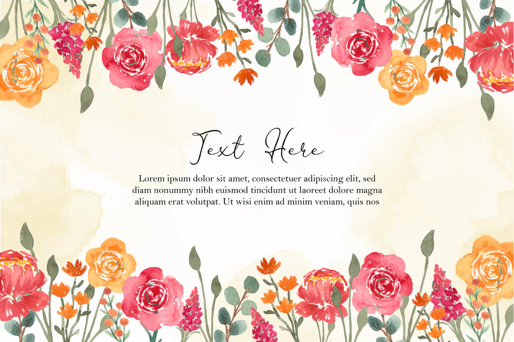 پس‌زمینه قاب نقاشی دستی با آبرنگ قرمز و زرد