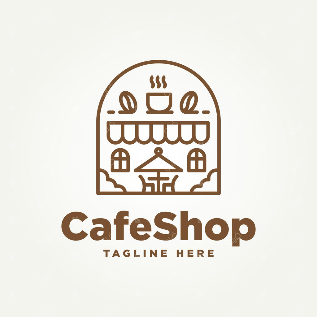 طراحی آیکون و لوگوی کافی‌شاپ کلاسیک و مینیمالیستی با خط نقاشی