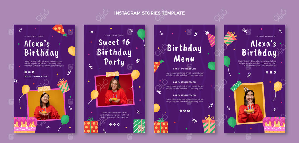 مجموعه استوری‌های اینستاگرام تولد شانزده سالگی جذاب و شیک