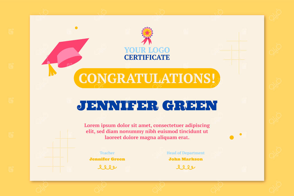 پترن گواهی‌نامه مدرسه خصوصی طراحی شده با دست