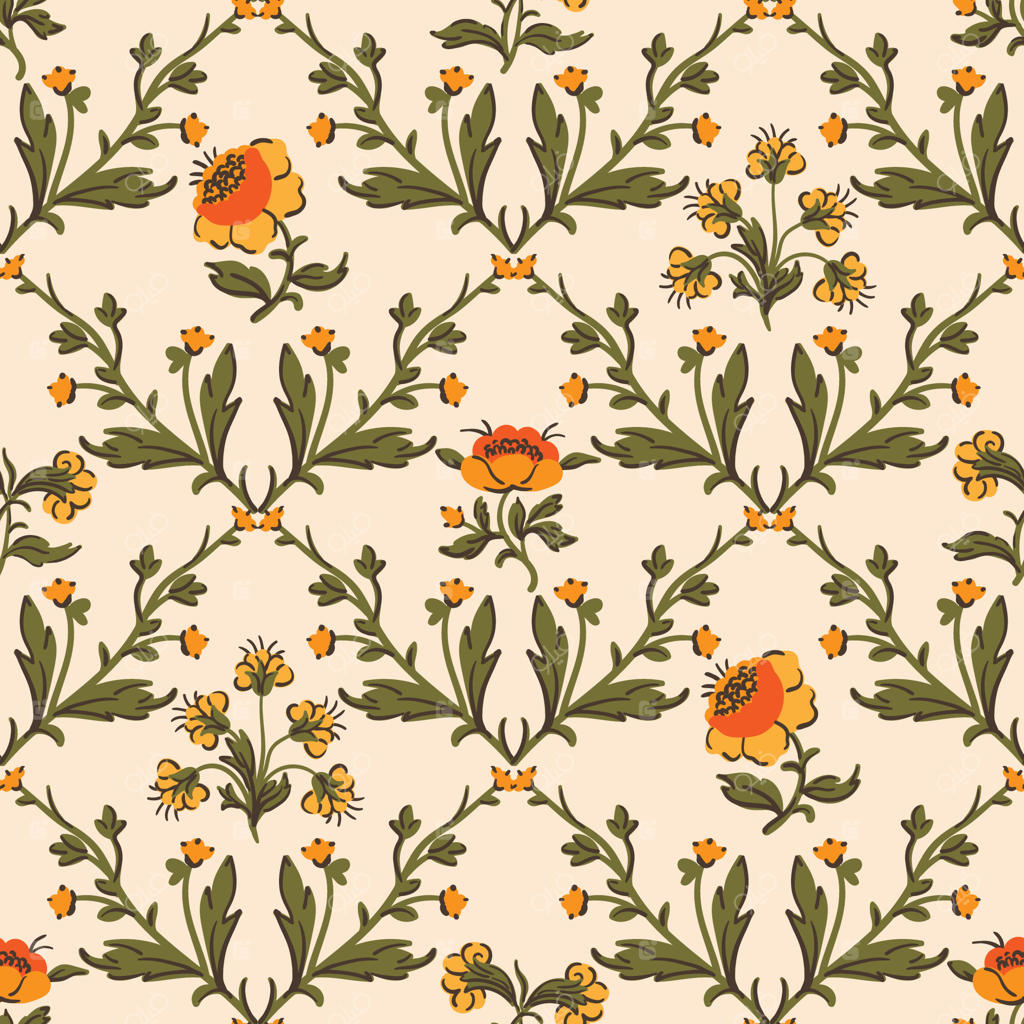 طرح گلدار با نقش مشبک، پترن یکپارچه برای پارچه، کاغذ دیواری و لباس‌ها