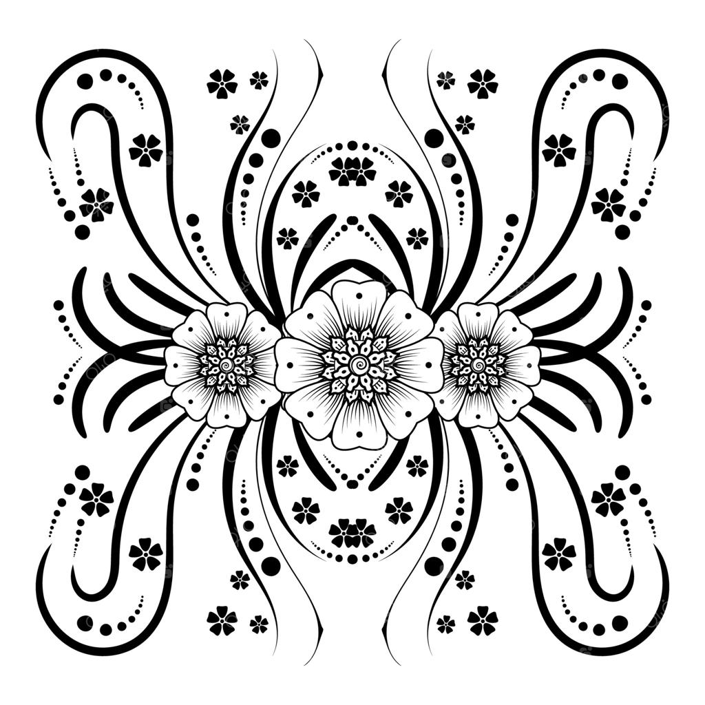 نقش‌های ابدی حنا با گل‌های زینتی.