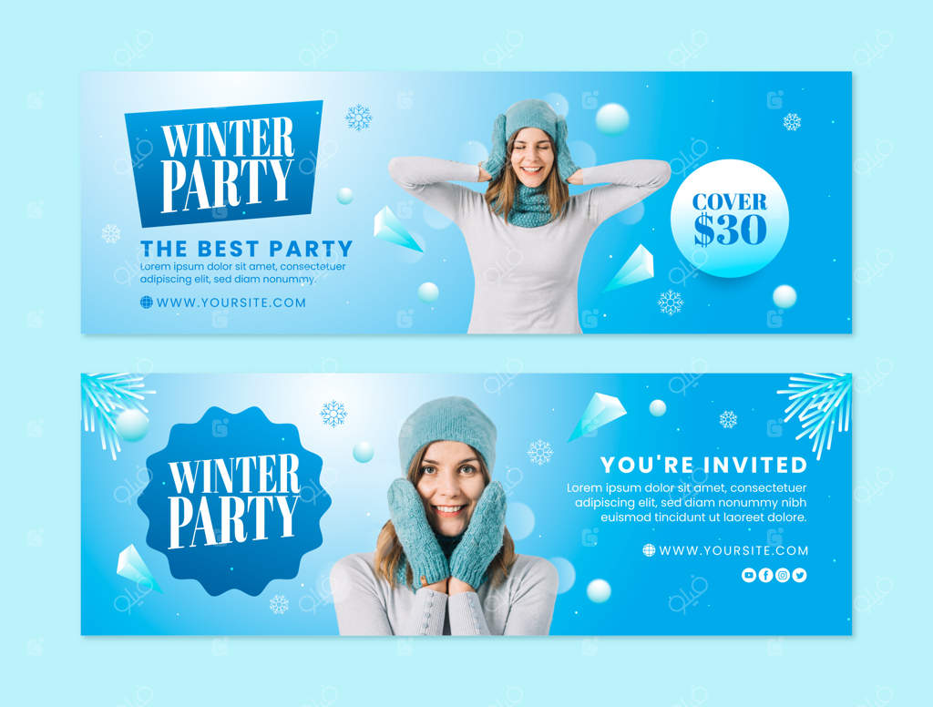 قالب بنر افقی جشن زمستانی