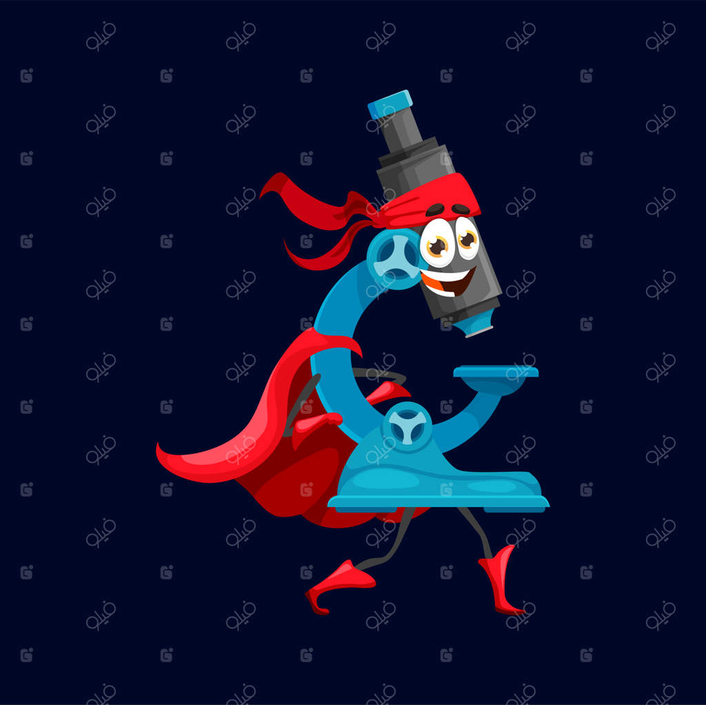 شخصیت ابرقهرمانی میکروسکوپ در مدرسه کارتونی