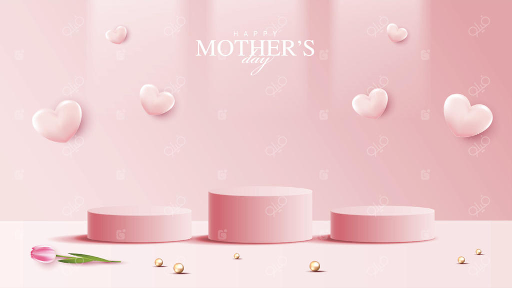 روز مادر برای سکو نمایش، روز ولنتاین با قلب و گل. پس زمینه صورتی مینیمال. ارائه نمایش محصول. مفهوم استودیو با دیوار مینیمال. طراحی.