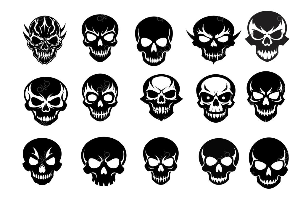 مجموعه طرح وکتور سیلوئت جمجمه
