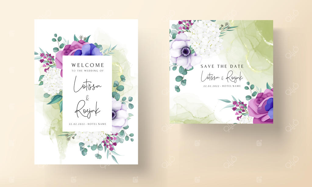 قالب کارت دعوت عروسی با تاج گل زیبا