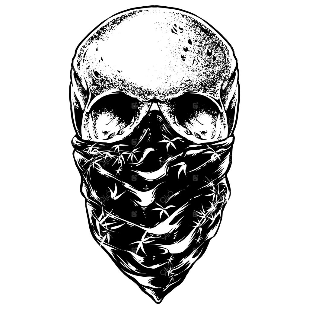 تصویر حکاکی جمجمه با باندانا