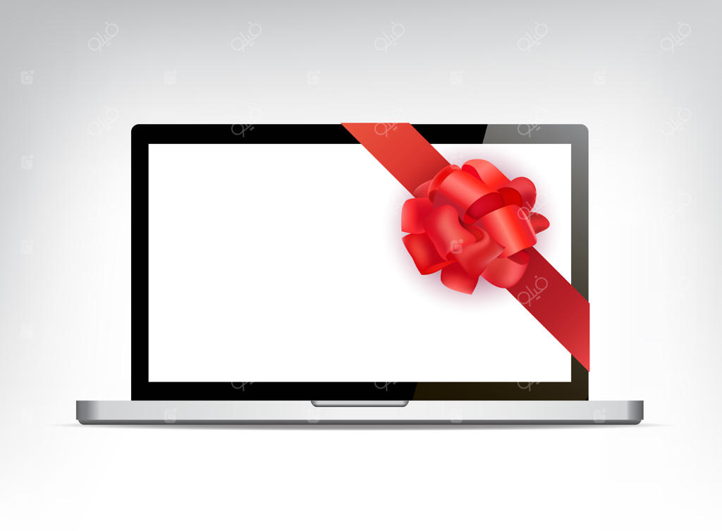 لپ‌تاپ واقع‌گرایانه با روبان قرمز