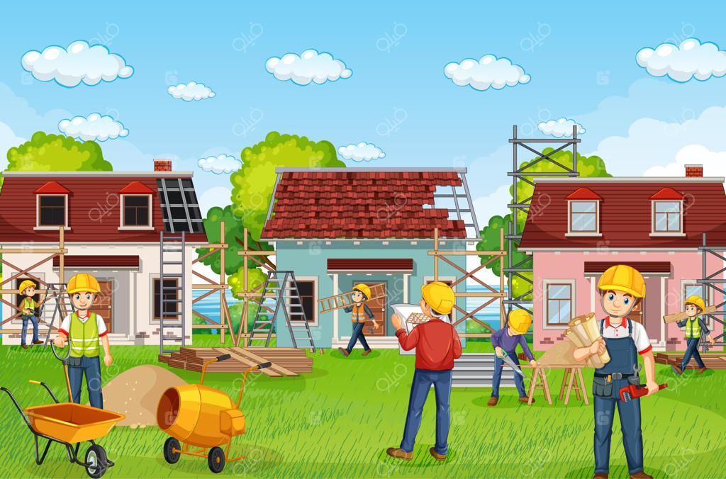 محل ساخت‌وساز با کارگران