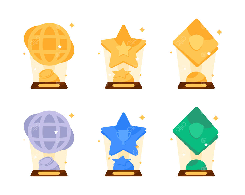 جام‌های طلایی برای برندگان و دیگر جام‌های ورزشی، طراحی تخت وکتور نمودارها