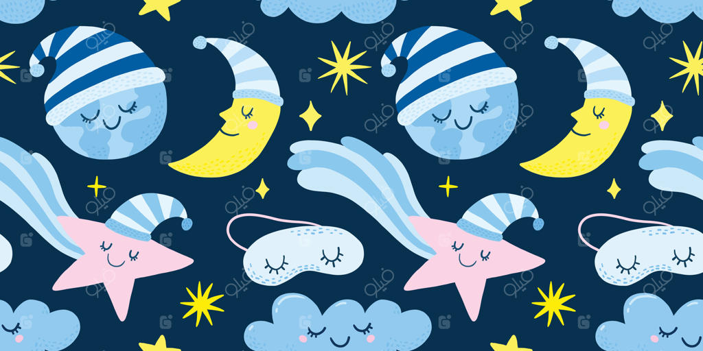 الگوی آسمان شب فانتزی برای دکور اتاق کودکان - فایل وکتور حرفه‌ای
