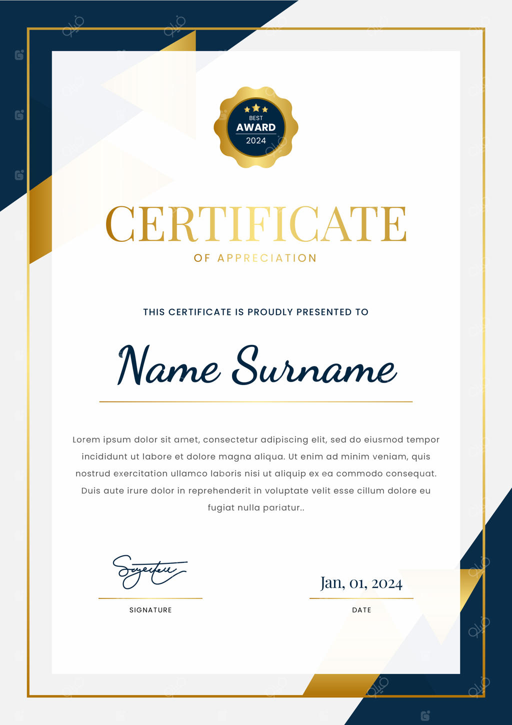 طراحی قالب گواهینامه شیک