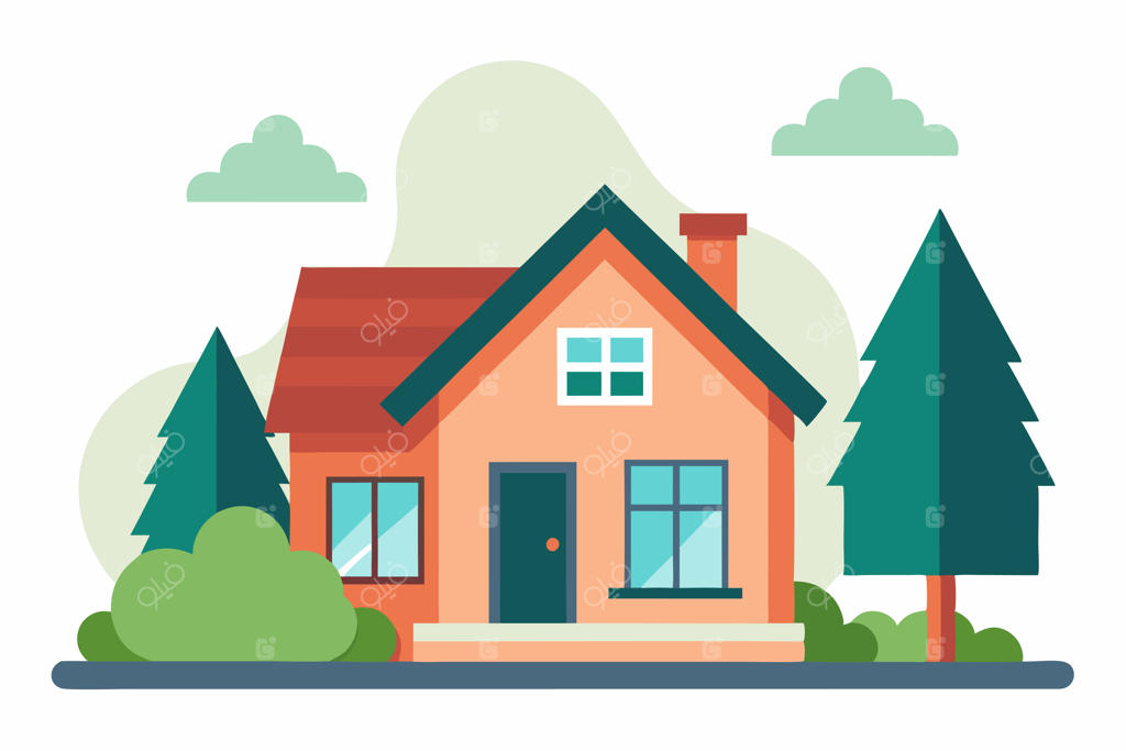 طرح وکتور خانه با پس‌زمینه سفید