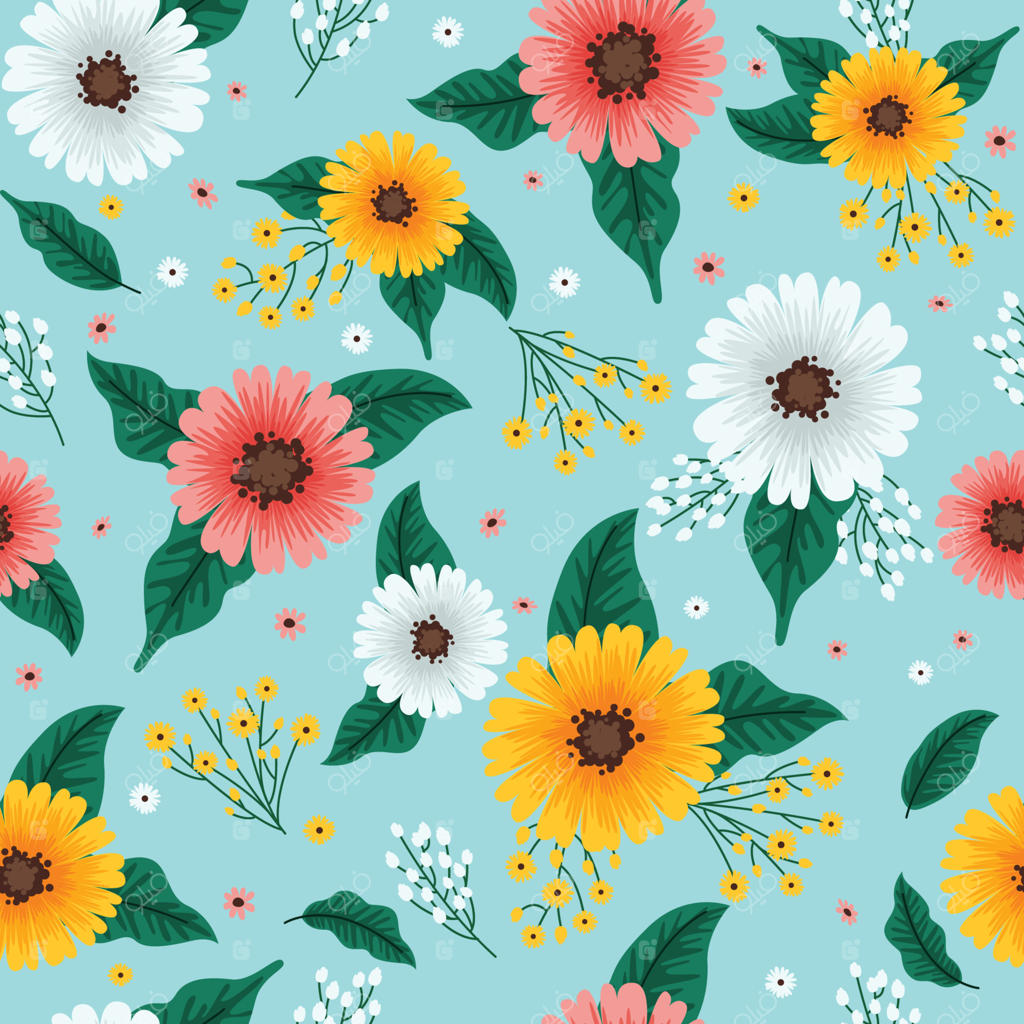 پترن یکپارچه گل‌های بهاری