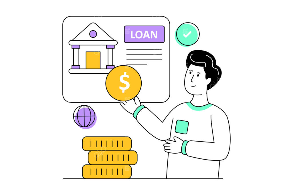 تصویرسازی وکتور وام تجاری با سبک طراحی تخت