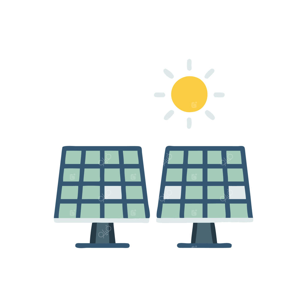 نماد منحصر به فرد پنل‌های خورشیدی برای پایداری