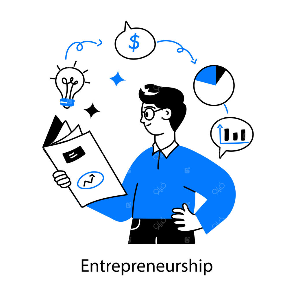 تصویرسازی کوچک و خطی با موضوع کارآفرینی