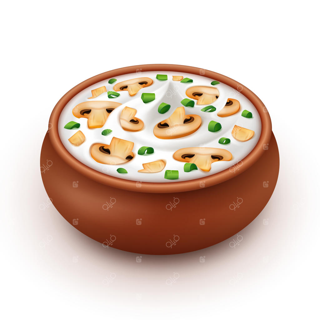 قابلمه سرامیکی با سس خامه، پیاز و قارچ