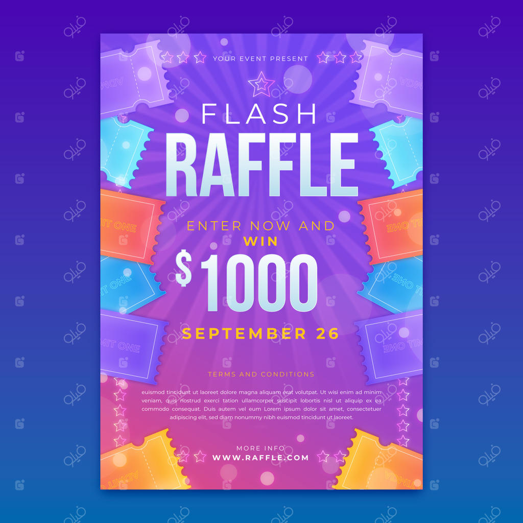 الگوی بروشور قرعه‌کشی با طراحی گرادیان