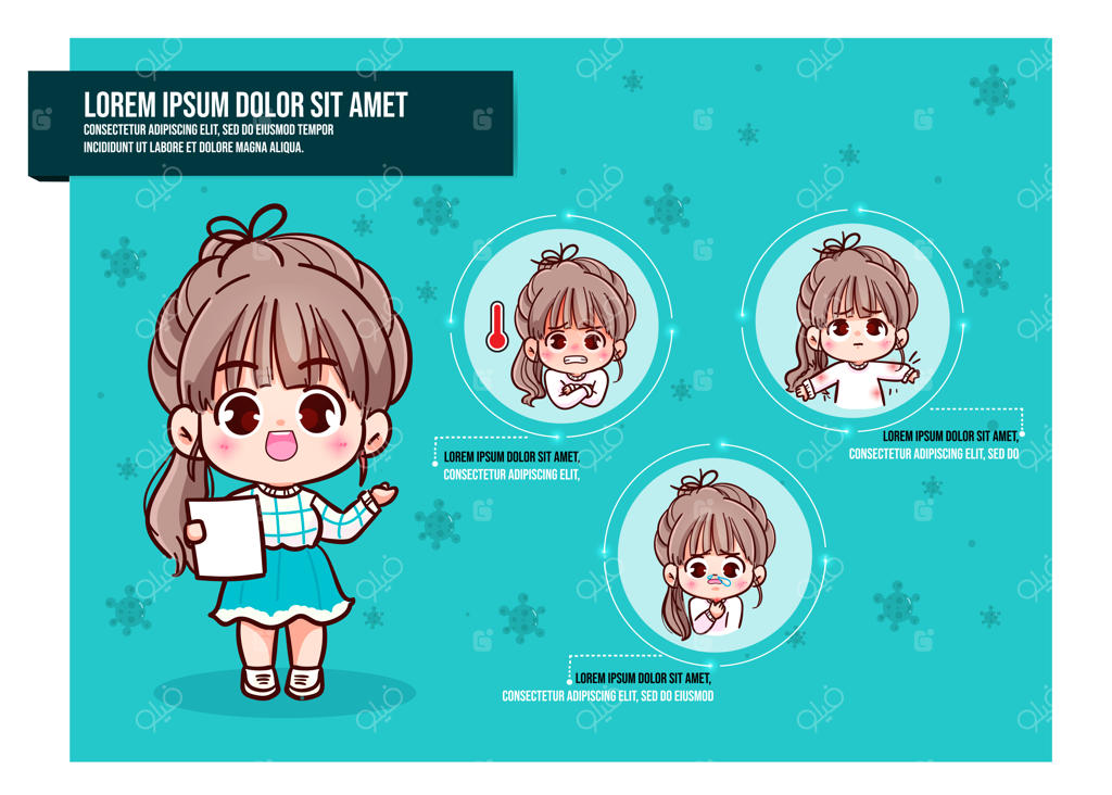 تصویرسازی کارتونی علائم ویروس کرونا