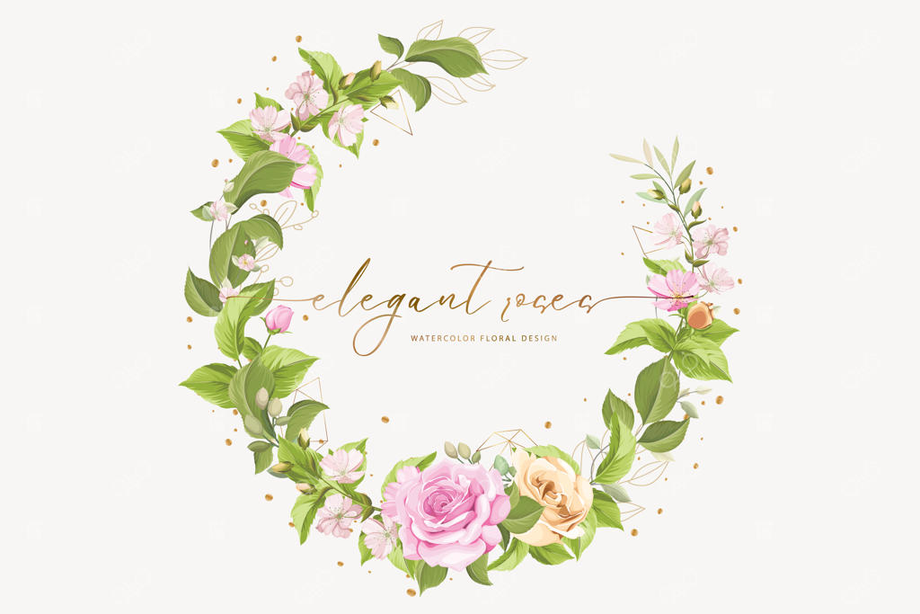 پس زمینه با حلقه گل رز دست‌کشیده