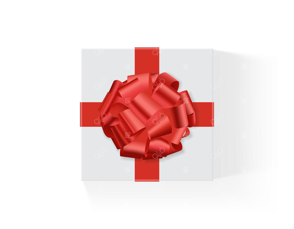 جعبه سفید با پاپیون بزرگ قرمز هدیه