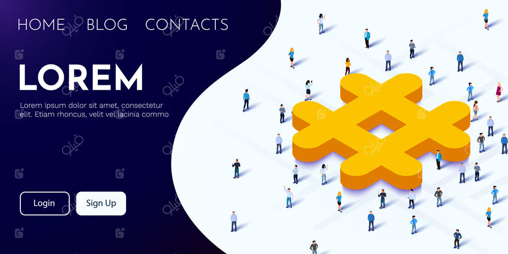 مردم زیادی در اطراف نماد هشتگ؛ مفهوم شبکه‌های اجتماعی و جامعه