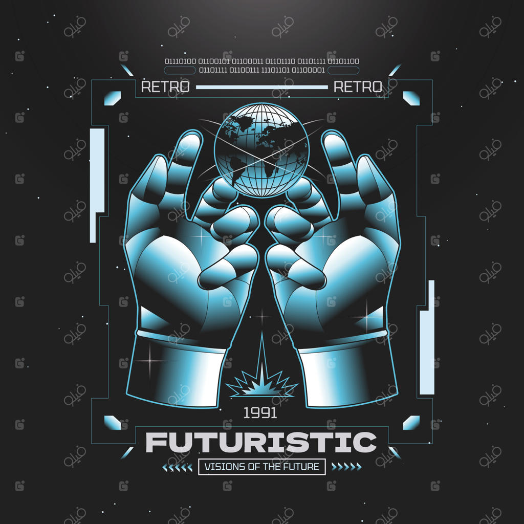 تصویرسازی دستی با سبک رترو آینده‌نگر