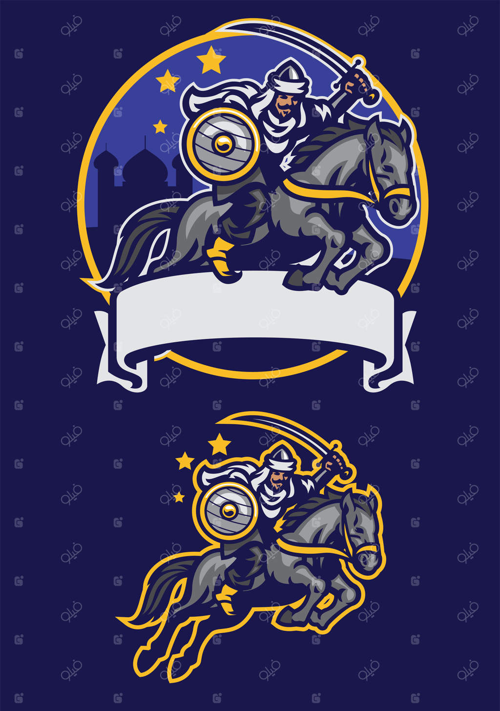 نقش‌مایه جنگجوی عرب سوار بر اسب