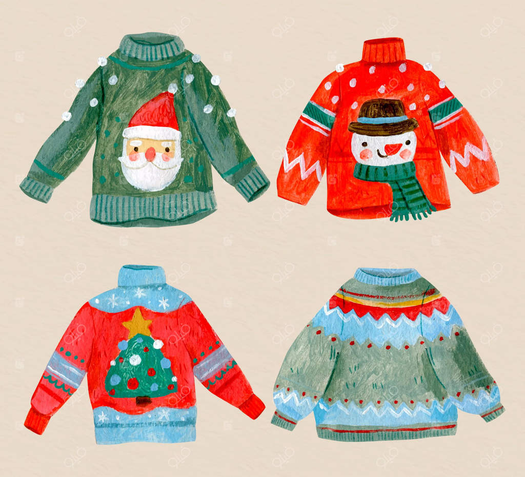 مجموعه‌ای از سویشرت‌های زشت نقاشی شده با دست