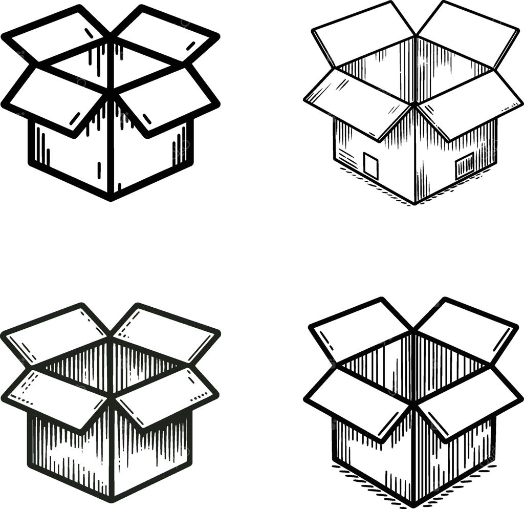 طرح خطی ساده جعبه مقوایی باز