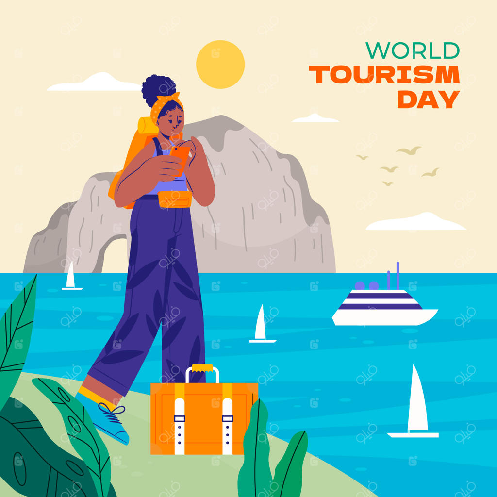 تصویرسازی مسطح برای جشن روز جهانی گردشگری