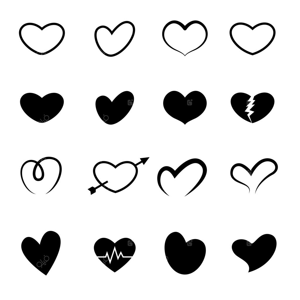 مجموعه وکتور آیکون و نمادهای قلب