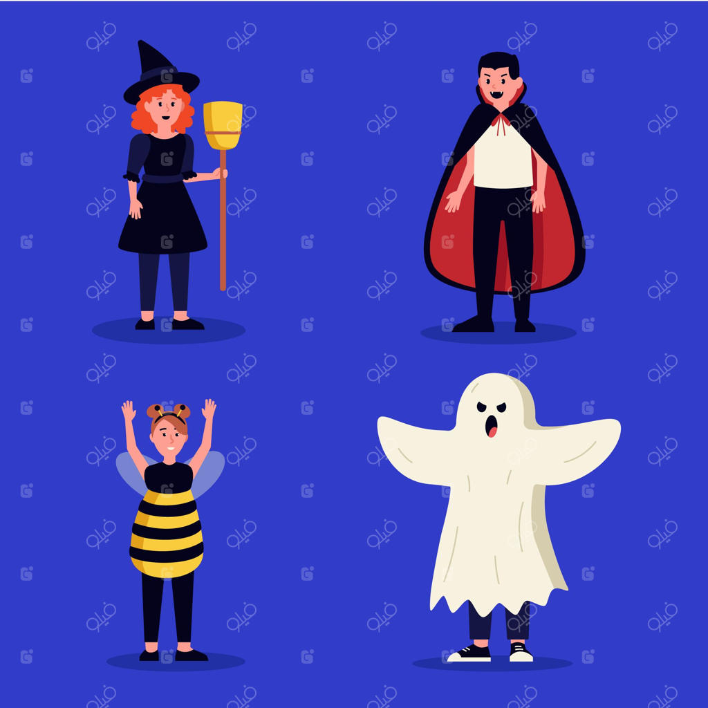 مجموعه کودکان هالووین با طراحی ساده